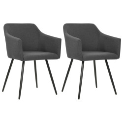Cadeiras de jantar 2 pcs tecido cinzento-escuro