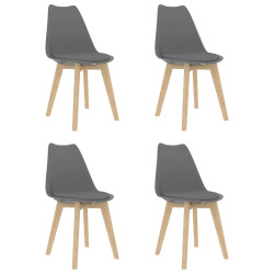 Cadeiras de jantar 4 pcs plástico cinzento