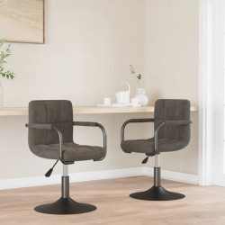 Cadeiras de jantar giratórias 2 pcs veludo cinzento-escuro