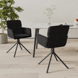 Cadeiras de jantar giratórias 2 pcs veludo preto