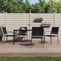 5 Pcs conjunto de jantar p/ jardim vime PE e aço