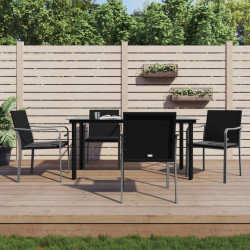 5 Pcs conjunto de jantar p/ jardim c/ almofadões vime PE e aço