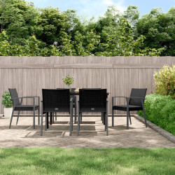 7 Pcs conjunto de jantar p/ jardim c/ almofadões vime PE e aço
