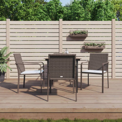 5 Pcs conjunto de jantar p/ jardim c/ almofadões vime PE e aço