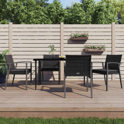 Cadeiras jardim c/ almofadões 4 pcs 56,5x57x83 cm vime PE preto