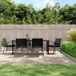 7 Pcs conjunto de jantar p/ jardim c/ almofadões vime PE e aço