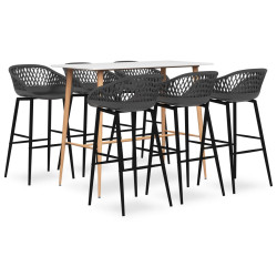 7 Pcs conjunto de bar branco e cinzento
