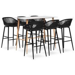 7 Pcs conjunto de bar branco e preto