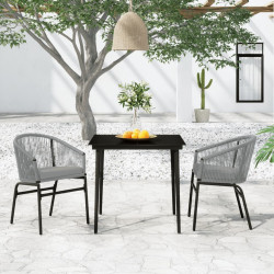 3 Pcs conjunto de jantar para jardim cinzento