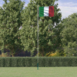 Bandeira da itália e mastro 6,08 m alumínio