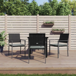 5 Pcs conjunto de jantar p/ jardim c/ almofadões vime PE e aço
