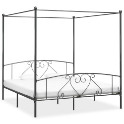 Estrutura de cama com dossel metal 200x200 cm cinzento