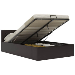 Cama hidráulica c/ arrumação 120x200cm couro artificial cinza