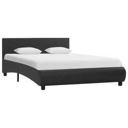 Estrutura de cama c/ LED 120x200 cm couro artificial preto
