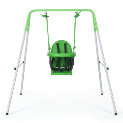 Baloiço infantil de aço baloiço para crianças de 6-36 meses com encosto alto e arnês de segurança 122x146x122 cm verde