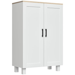 Armário de sala de estar moderno armário de armazenamento com 2 portas prateleira ajustável e base elevada 60x30x90 cm branco