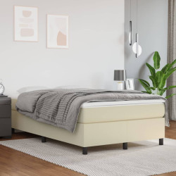 Cama com molas/colchão 120x200 cm couro artificial cor creme