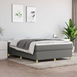 Estrutura de cama com molas 140x190 cm tecido cinzento-escuro