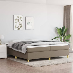 Estrutura de cama com molas 200x200 cm tecido cinzento-acastanhado