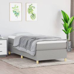 Estrutura de cama com molas 100x200 cm tecido cinzento-claro