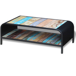 Mesa de centro em madeira reciclada maciça