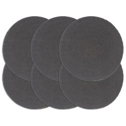 Individuais mesa 6 pcs algodão liso 38 cm redondo cinza-escuro