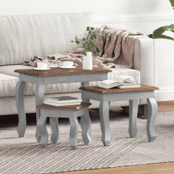 Conjunto de mesas de encastrar 3 pcs madeira de mogno maciça