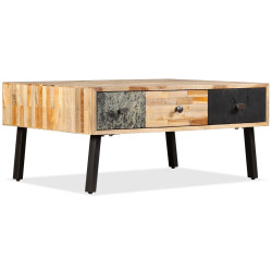 Mesa de centro teca maciça reciclada 90x65x40 cm