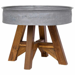 Mesa de centro 60x45 cm mistura de madeira recicladas prateado