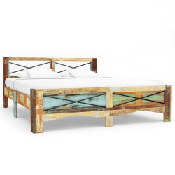 Estrutura de cama madeira recuperada maciça 180x200 cm