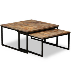 Conjunto mesas centro encastrar 2 pcs teca reciclada maciça
