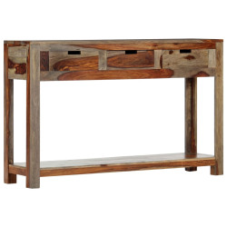 Mesa consola c/ 3 gavetas 120x30x75 cm madeira acácia maciça