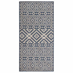 Tapete de tecido plano para exterior 80x150 cm riscas azuis