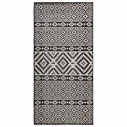 Tapete de tecido plano para exterior 80x150 cm riscas pretas
