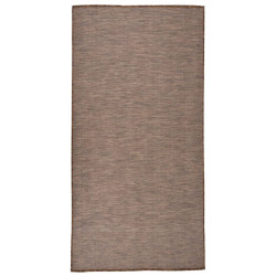 Tapete de tecido plano para exterior 100x200 cm castanho