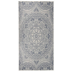 Tapete de tecido plano para exterior 100x200 cm padrão azul