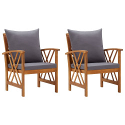 Cadeiras de jardim c/ almofadões 2 pcs madeira acácia maciça