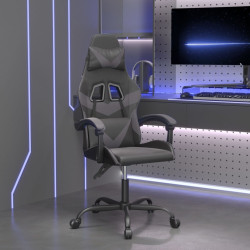 Cadeira gaming couro artificial preto e cinzento