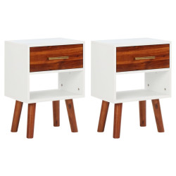 Mesas de cabeceira 2 pcs 40x30x57 cm madeira de acácia maciça