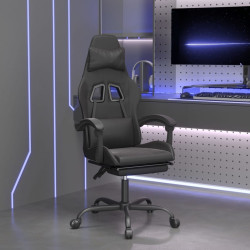 Cadeira gaming c/ apoio pés couro artificial preto