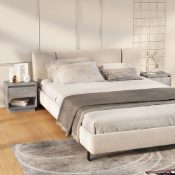 Mesas cabeceira 2pcs 45x34x44cm derivados madeira cinza-cimento