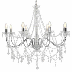 Lustre com contas lâmpadas 8 x e14 prateado