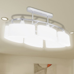 Lâmpada de teto com vidro de sombras em forma oval para 6 e14 bulbos