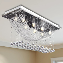 Lâmpada de teto + missangas cristal brilhantes, 8 x g9, 29 cm branco