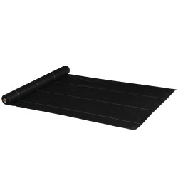 Rolo de malha anti-ervas 2x25 m malha geotêxtil 60 g/m² para controlo de ervas daninhas de jardim malha anti-ervas preta