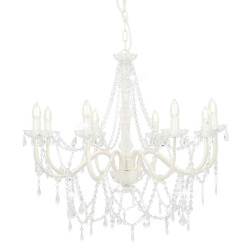 Lustre com contas lâmpadas 8 x e14 branco