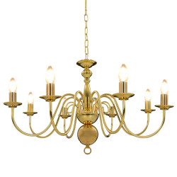 Lustre de 8 lâmpadas e14 dourado