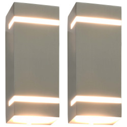 Candeeiros de parede exterior 2 pcs 35 w retangular prateado