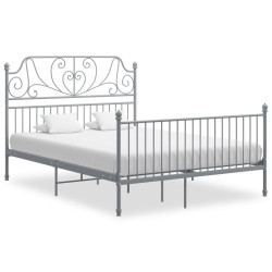 Estrutura de cama sem colchão 140x200 cm metal cinzento