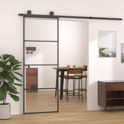Porta de correr 76x205 cm alumínio e vidro esg preto